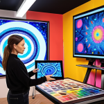 **Prompt for AI and Traditional Art Collaboration**: "A vibrant and dynamic scene depicting an artist in a modern studio, collaborating with AI technology. The artist is using a digital tablet, while colorful abstract art generated by AI fills the walls. The atmosphere is a blend of traditional painting tools and futuristic digital screens, illustrating the harmony between human creativity and artificial intelligence."