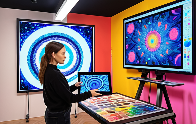 **Prompt for AI and Traditional Art Collaboration**: "A vibrant and dynamic scene depicting an artist in a modern studio, collaborating with AI technology. The artist is using a digital tablet, while colorful abstract art generated by AI fills the walls. The atmosphere is a blend of traditional painting tools and futuristic digital screens, illustrating the harmony between human creativity and artificial intelligence."