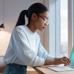 Home 22 AI가 제시하는 창작의 한계와 가능성 - **Prompt 1: AI as a Creative Collaborator**
"A young content creator, gender-neutral, dressed in...