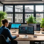 AI와 창작  심리학적 분석 - A contemporary creative workspace in Amsterdam filled with diverse professionals collaborating with ...