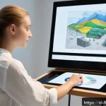 대체 불가능한 토큰 NFT 과 예술 창작 - A modern Dutch artist studio featuring a young creative professional working on a digital painting w...